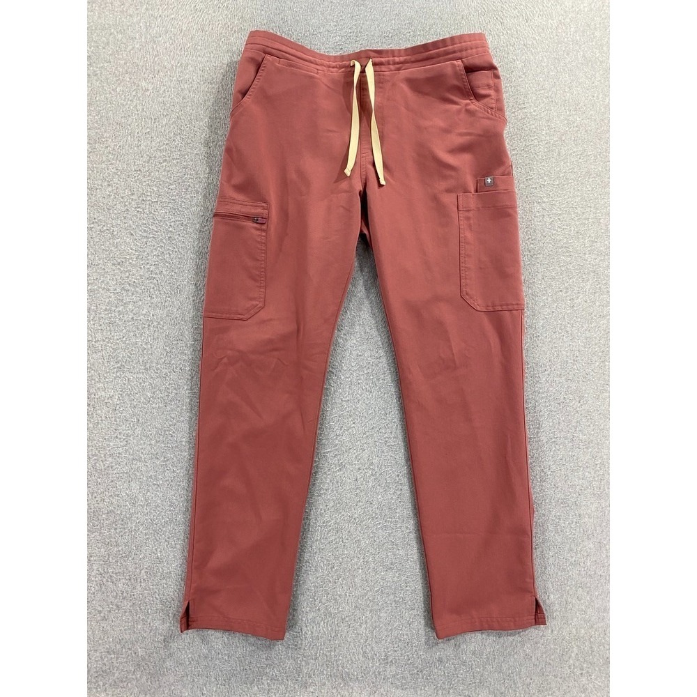 Figs Scrub Pants Womens Medium Pink Cargo Drawstring Straight Leg‎ Pockets
